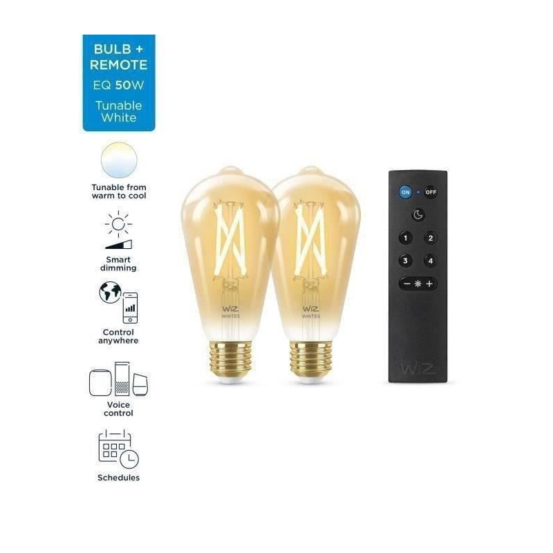 WIZ 2 Wiz 2 Starter Kit Connected Bulbs White Variable E27 50W + Nomad