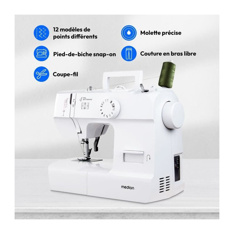 Sewing Machine - MEDION - SM 70 - 71W - 12 Stitches - 700 rpm - LED -