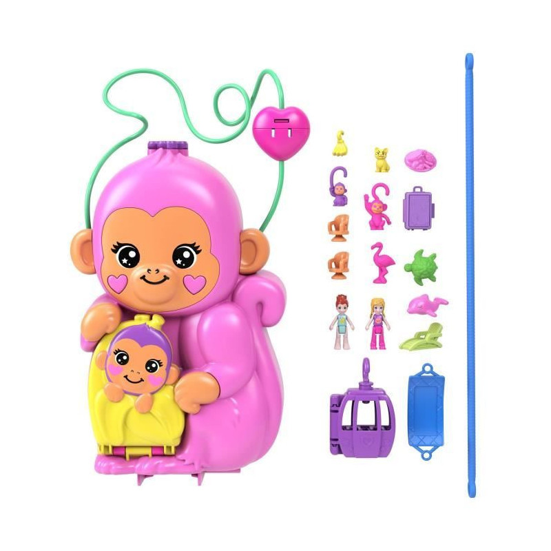 Polly Pocket - Mommy Monkey and Baby - 2 Mini-Figures Set HWP04