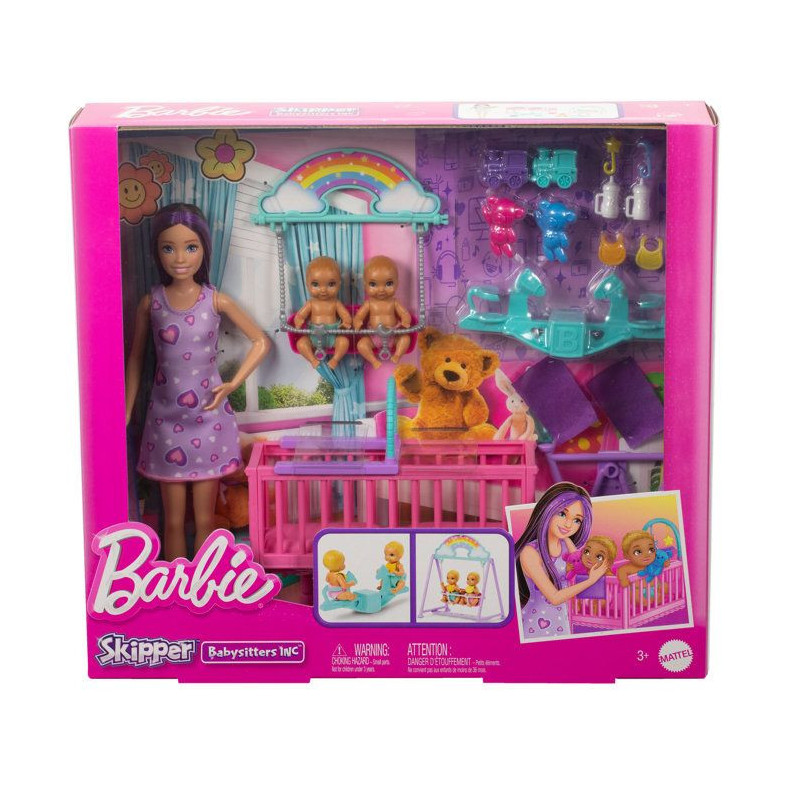 Barbie-The Twins' Room-Skipper Playset, Babies and Accessories HXM99