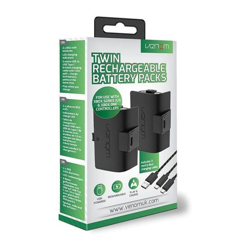 Venom Pack of Two Rechargeable Batteries for Xbox Series X Controller