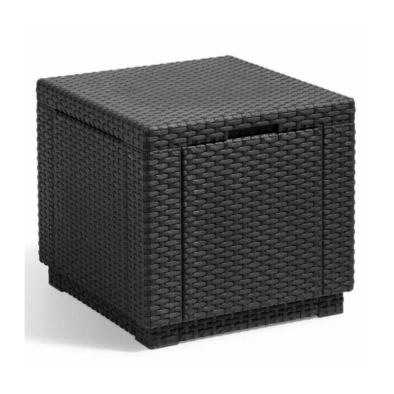 Cube graphite table - Imitation woven rattan with storage - Allibert b