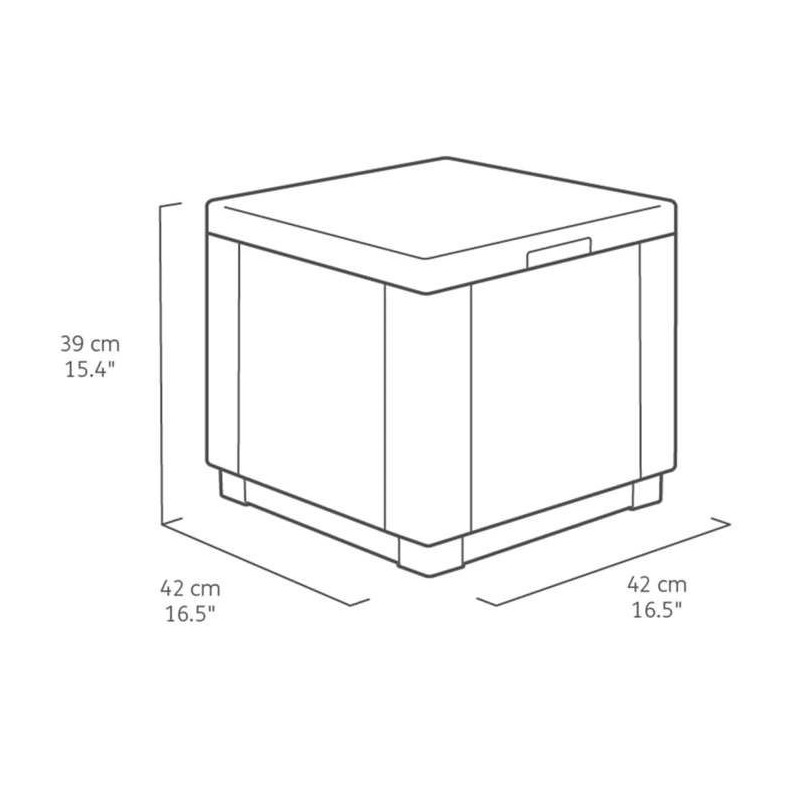 Cube graphite table - Imitation woven rattan with storage - Allibert b