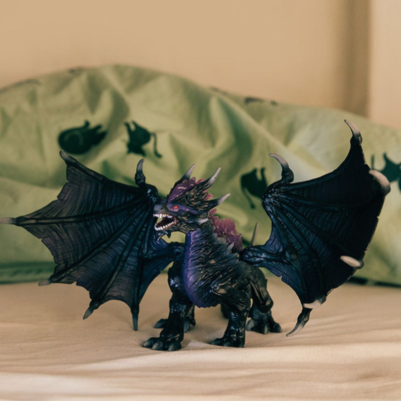 Dark Dragon Figure - Ultra-Realistic and Durable Toy Dragon with Movab