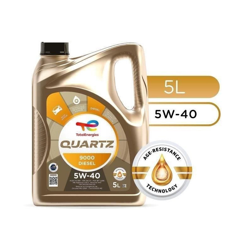 TOTAL ENGINE OIL 5L QUARTZ 9000 DIESEL 5W40