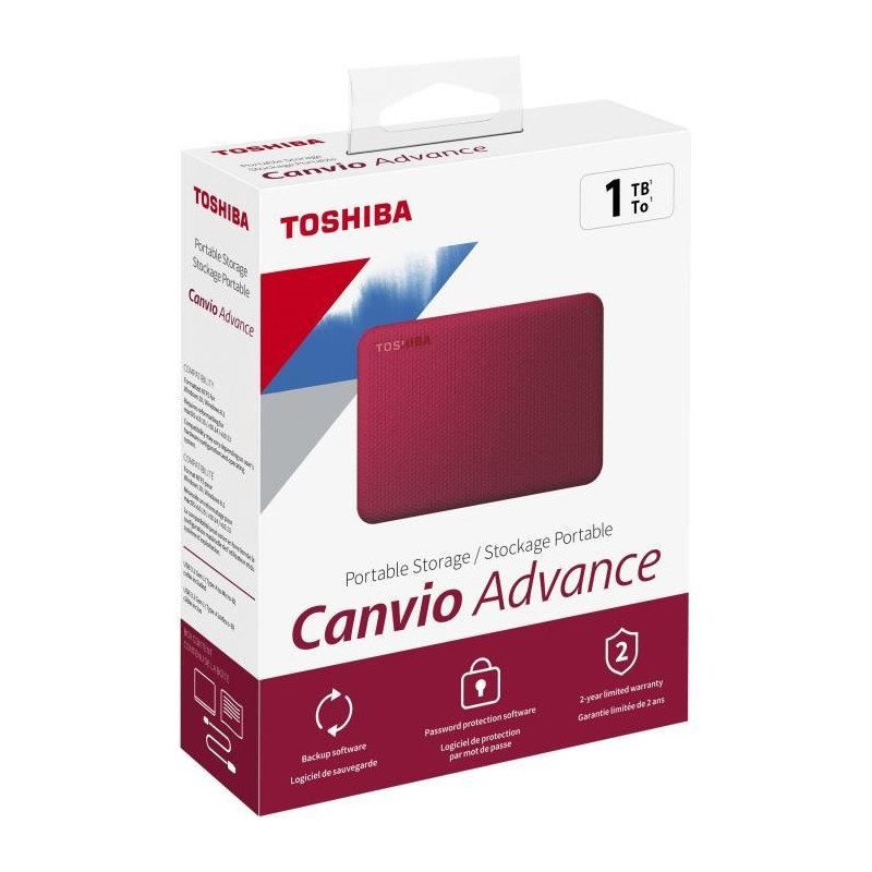 External hard drive - Toshiba - Canvio Advance - 1 to - Red