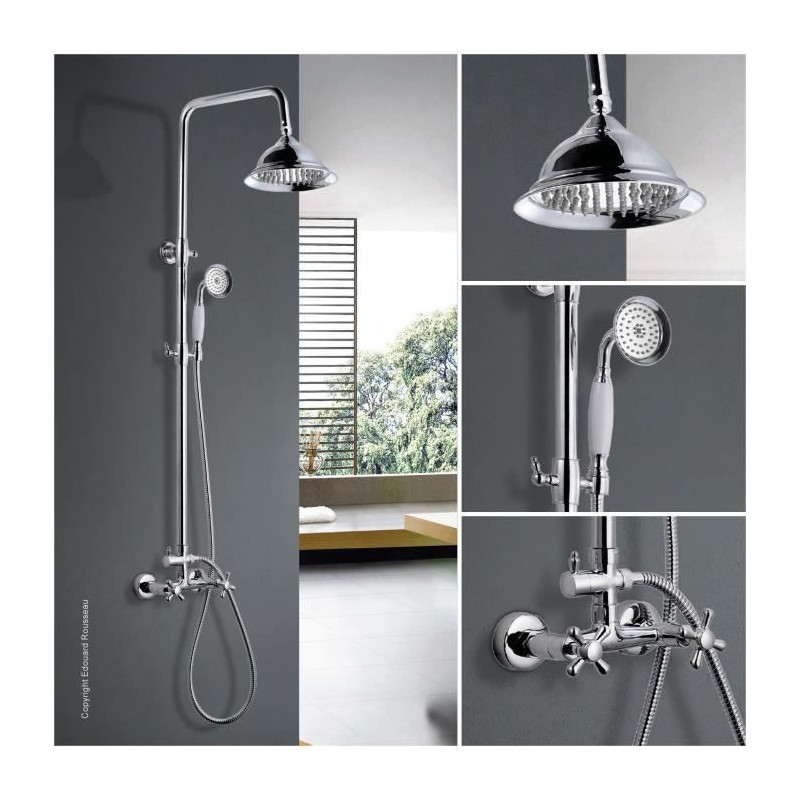 Rousseau shower column with retro mixer tap - chrome