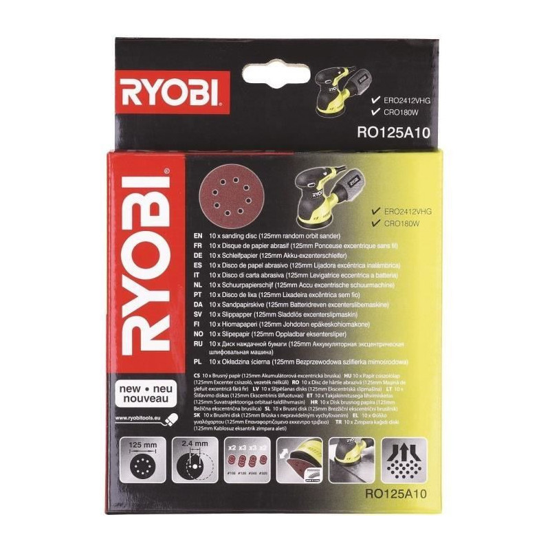 RYOBI 10 discs 125mm for eccentric sander