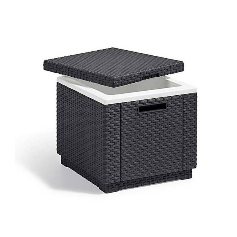 Gray coffee table - Insotherme Imitation braided resin - Allibert by K
