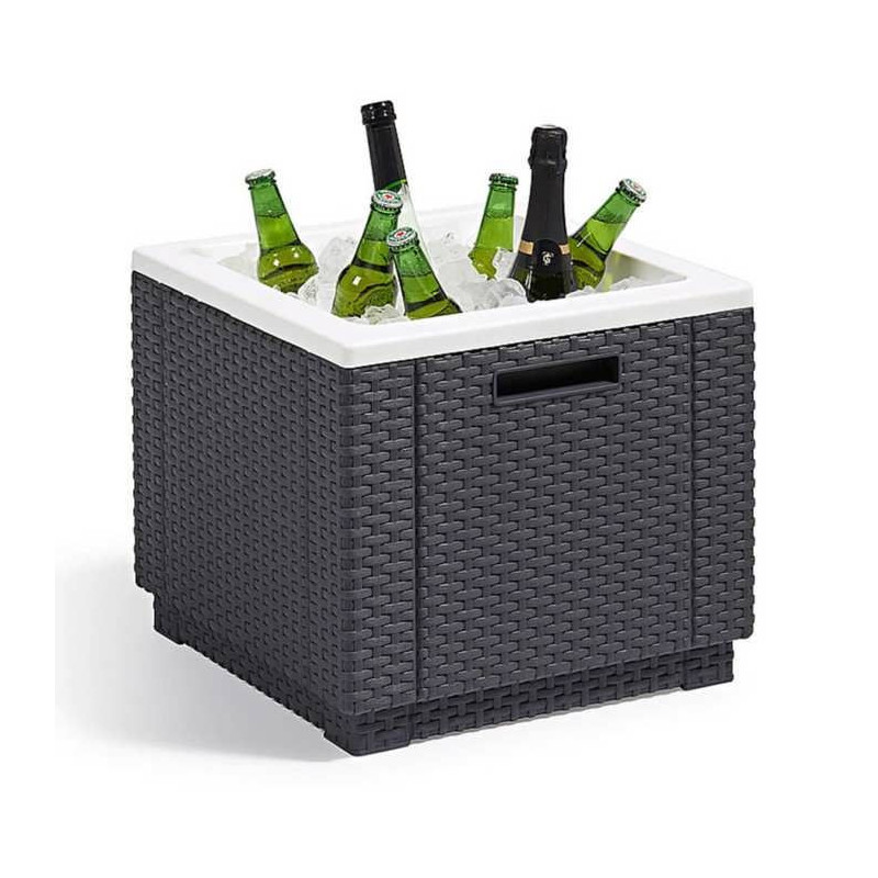 Gray coffee table - Insotherme Imitation braided resin - Allibert by K