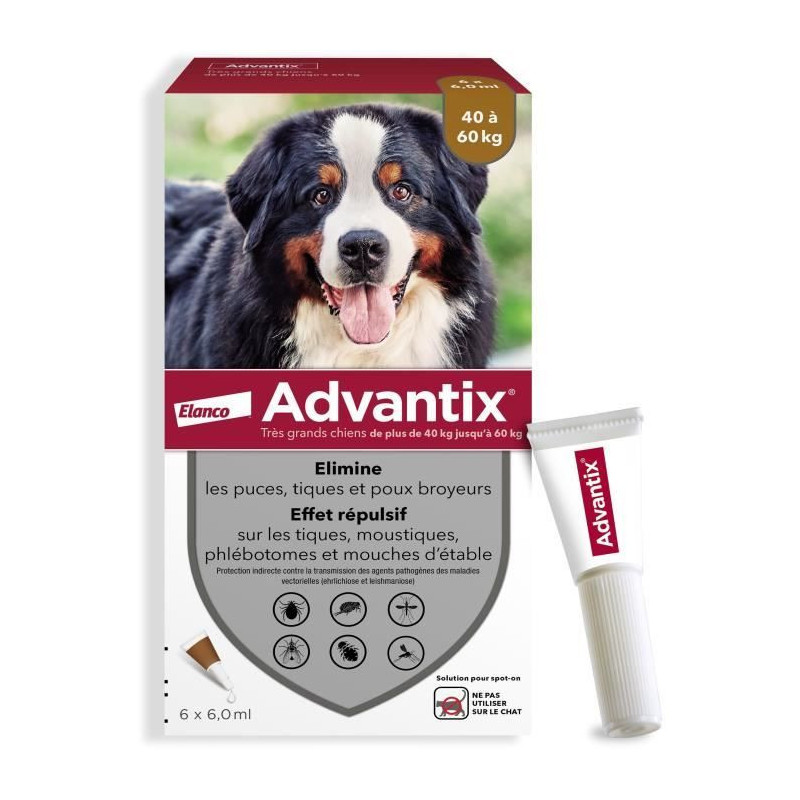 Advantix Dog Antiparasitic solution very large breed 40 to 60kg 6 pipe