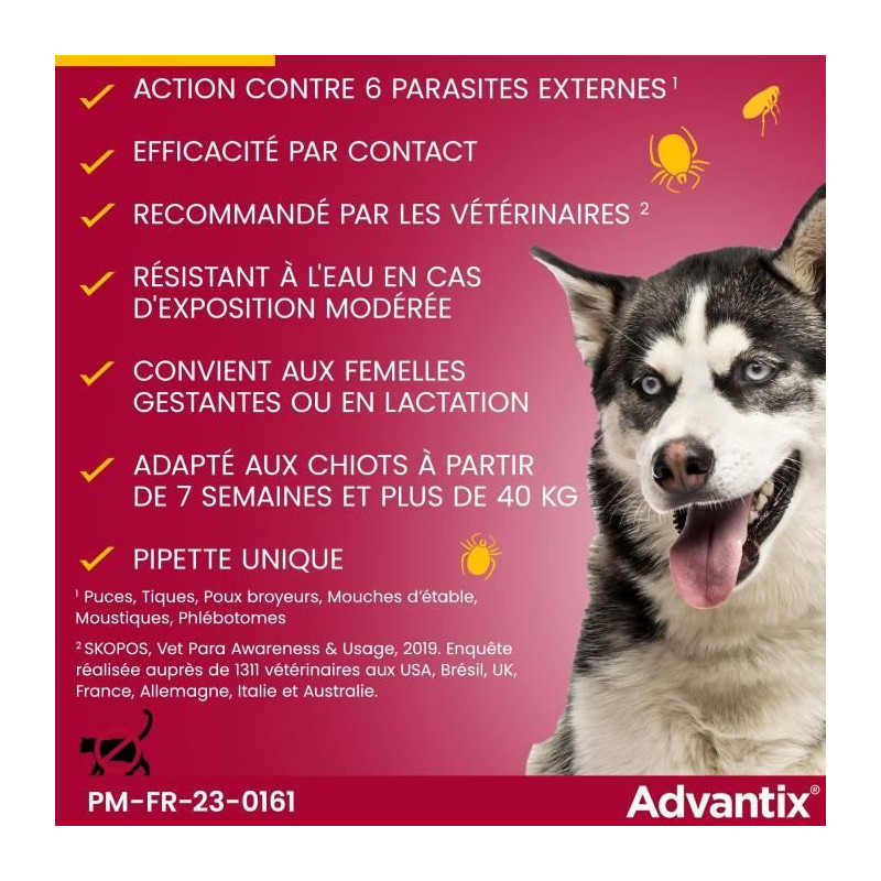 Advantix Dog Antiparasitic solution very large breed 40 to 60kg 6 pipe