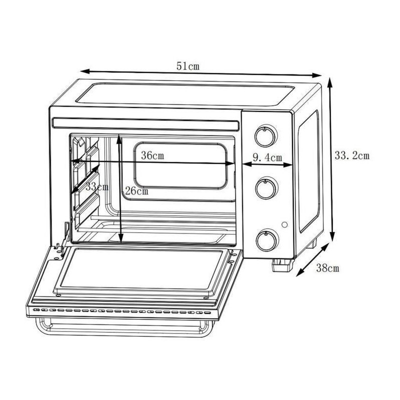 Continental Edison CEMF35B4 - Electric minifour 35L Black - 1500W - Ro