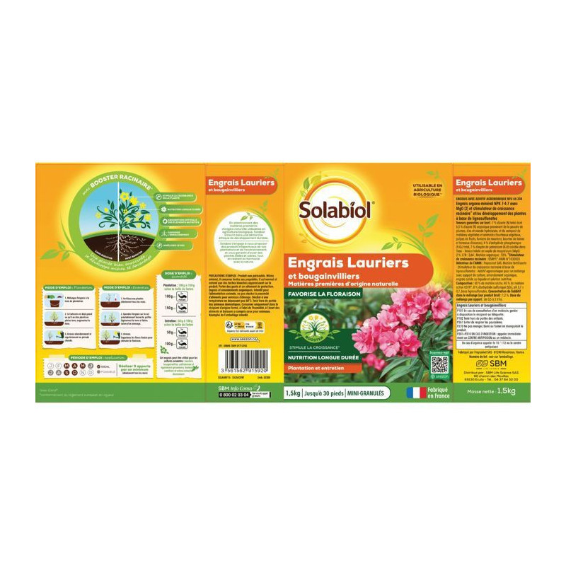 SOLABIOL SOLAURY15 Laurel And Bougainvillea Fertilizer - 1.5 Kg