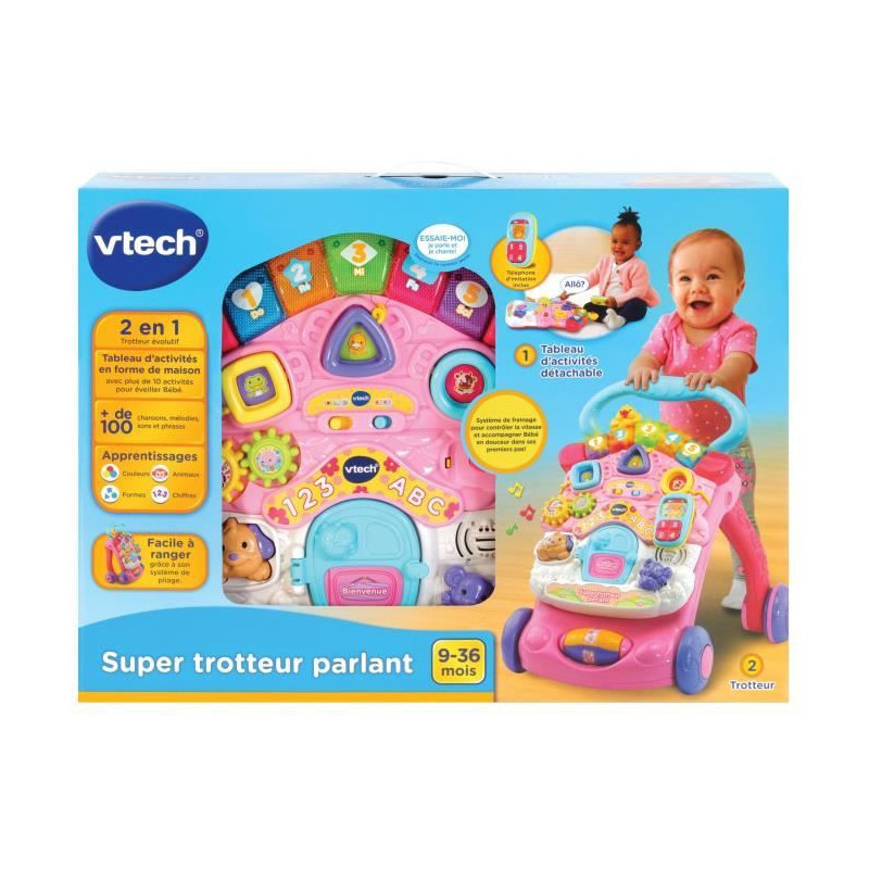 SUPER TROTTEUR SPEAKING 2 IN 1 PINK