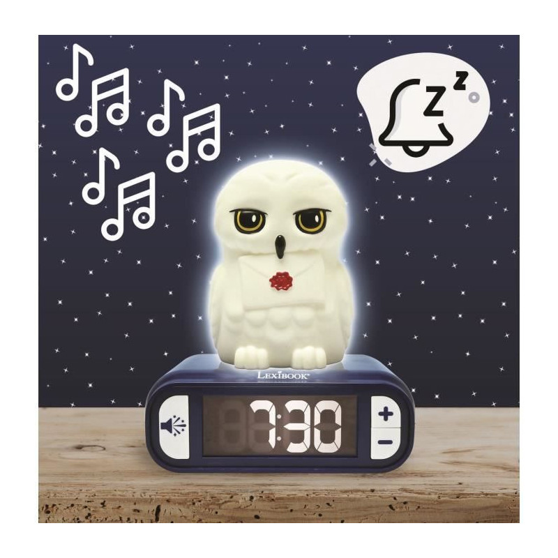 LEXIBOOK Digital Night Light Alarm Clock - Hedwig - 3D Light and Sound