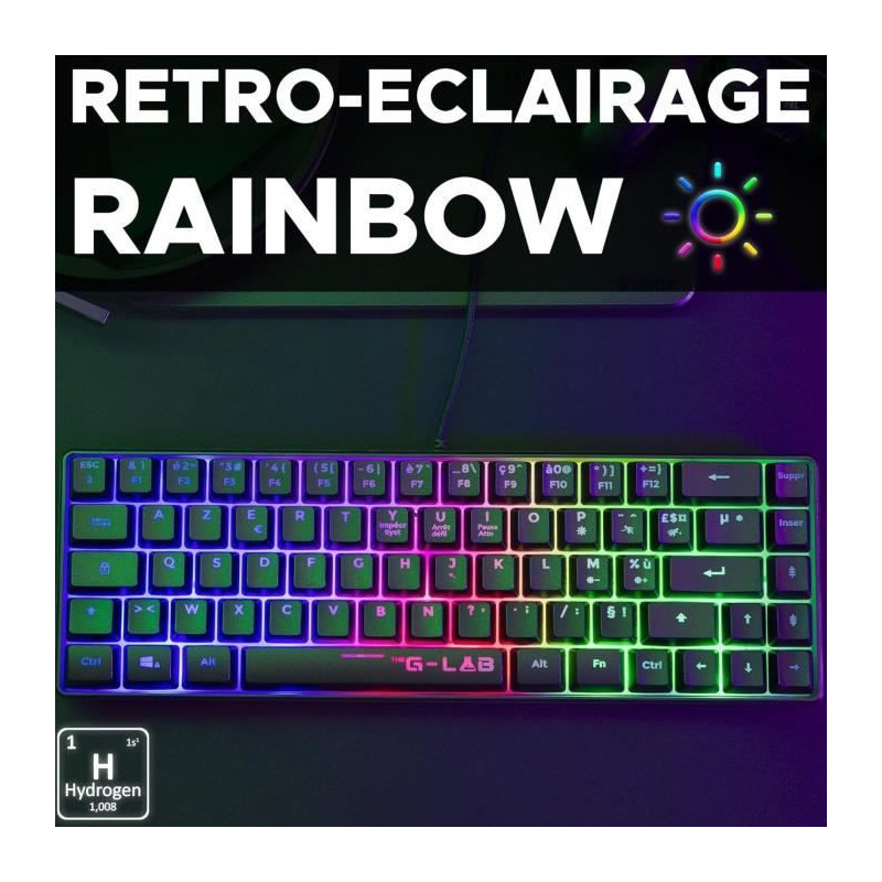 Gaming Keyboard - THE G-LAB - KEYZ-HYDROGEN/FR - 60% Black Membrane