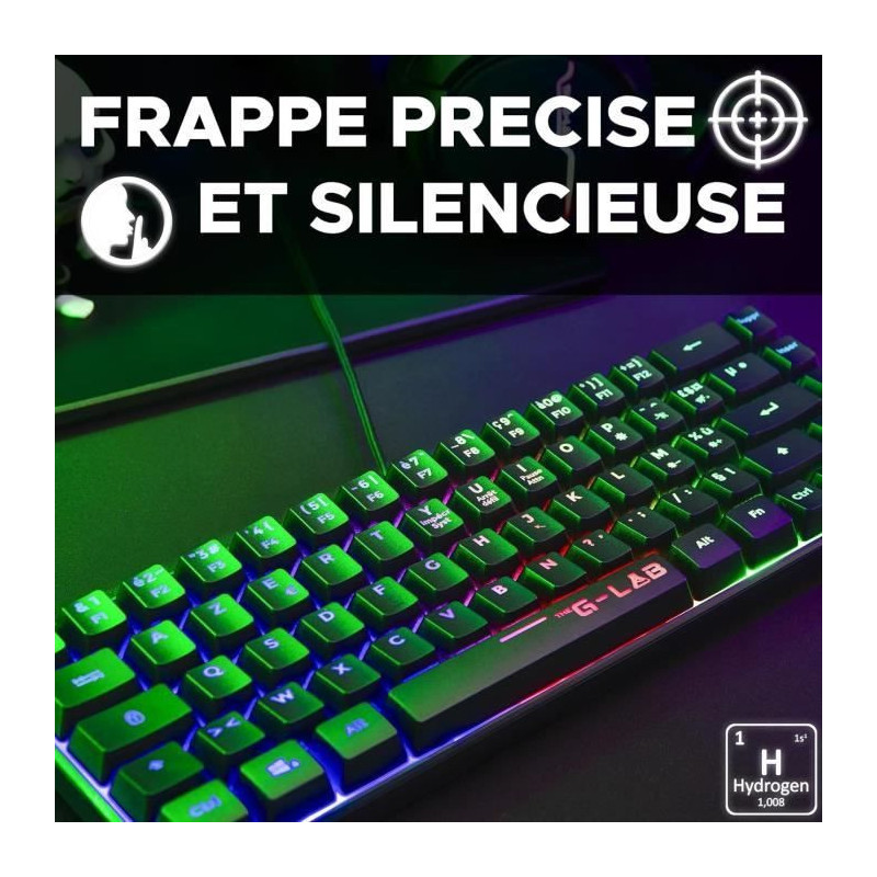 Gaming Keyboard - THE G-LAB - KEYZ-HYDROGEN/FR - 60% Black Membrane