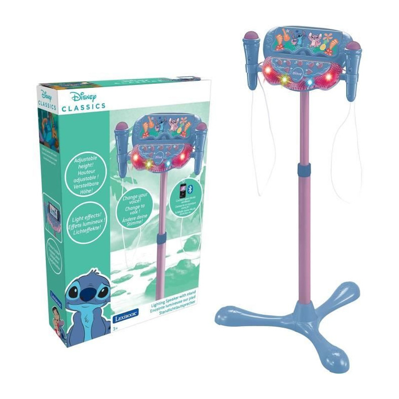 Stitch Microphone on Adjustable Lighted Stand with Speaker, 2 Mics and