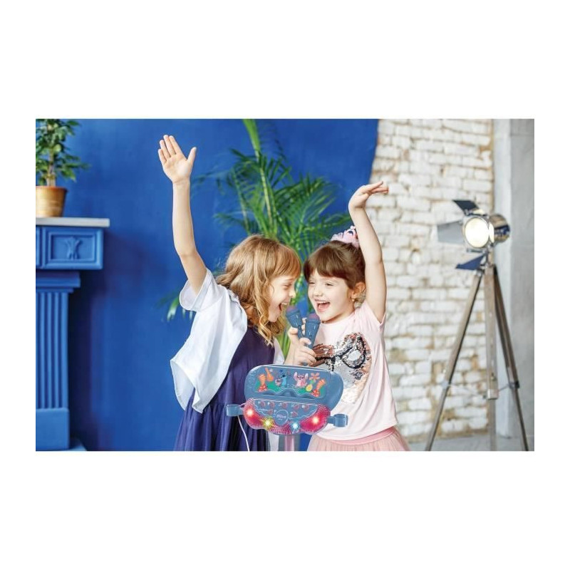 Stitch Microphone on Adjustable Lighted Stand with Speaker, 2 Mics and