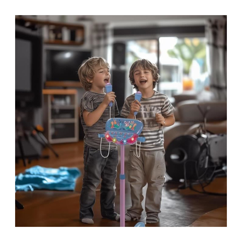 Stitch Microphone on Adjustable Lighted Stand with Speaker, 2 Mics and