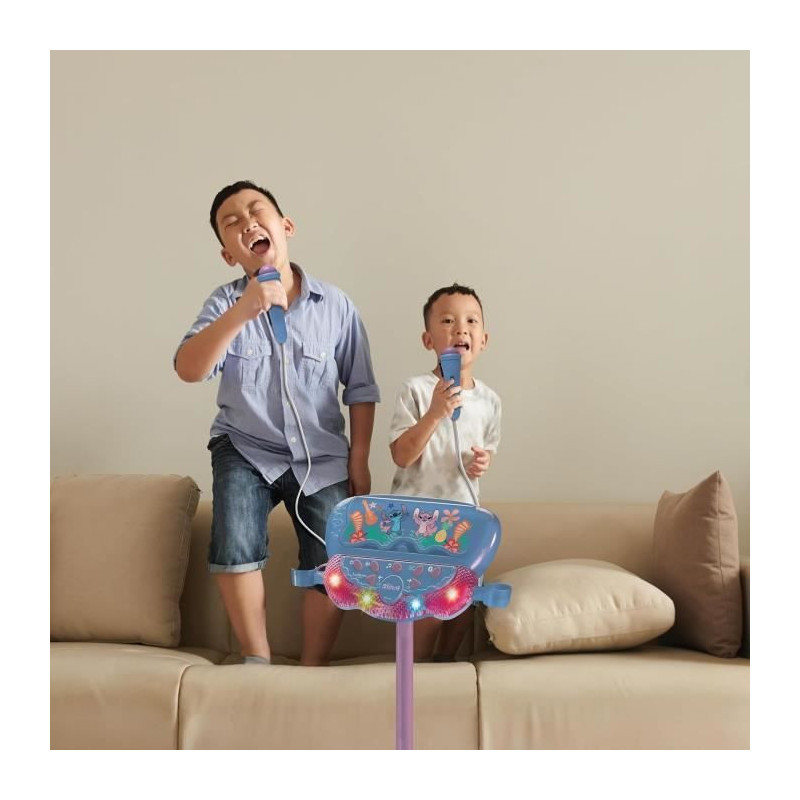 Stitch Microphone on Adjustable Lighted Stand with Speaker, 2 Mics and