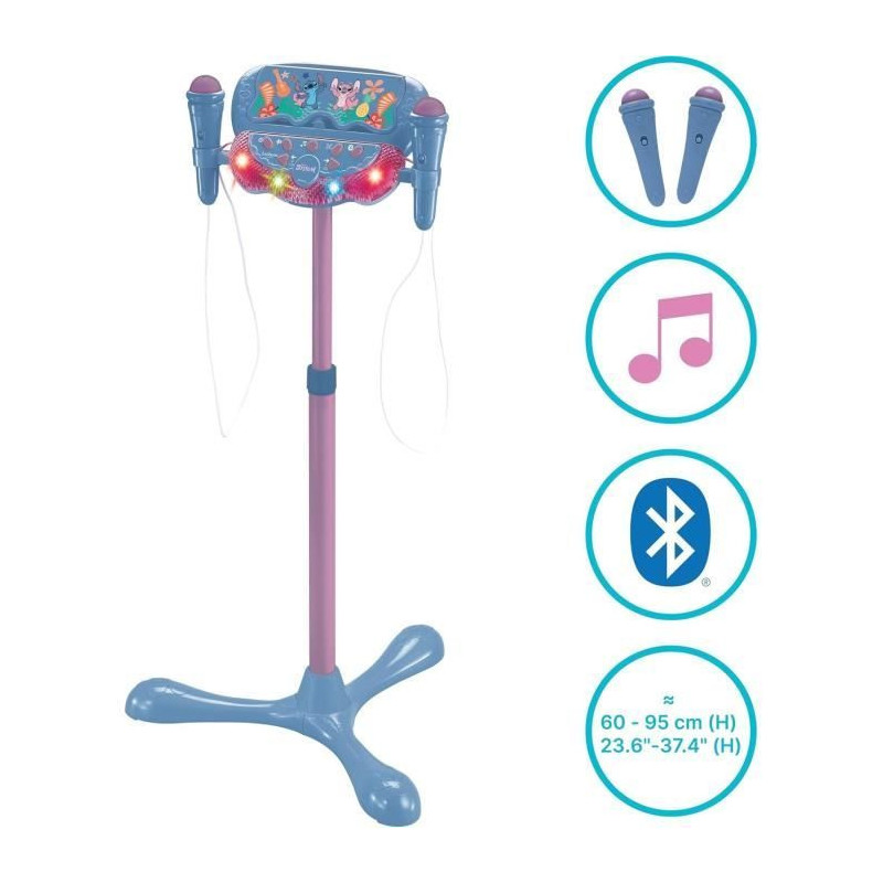 Stitch Microphone on Adjustable Lighted Stand with Speaker, 2 Mics and