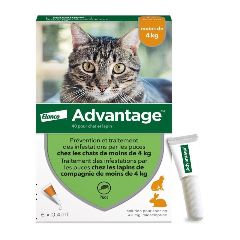 Advantage antipuce rabbit chat solution 1 to 4kg 6 pipettes