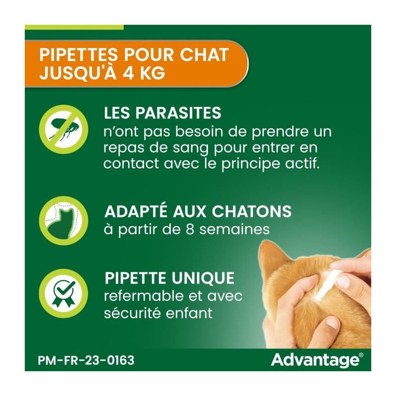 Advantage antipuce rabbit chat solution 1 to 4kg 6 pipettes