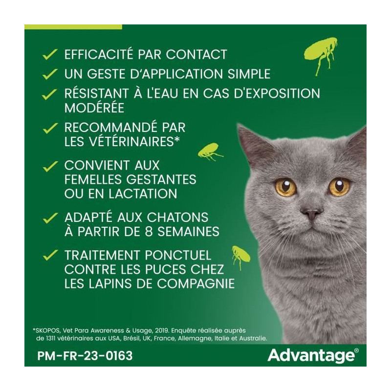 Advantage antipuce rabbit chat solution 1 to 4kg 6 pipettes
