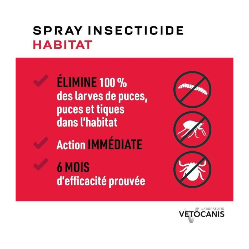 VETOCANIS Anti-flea and anti-mite spray for the home - 500 ml - For ca