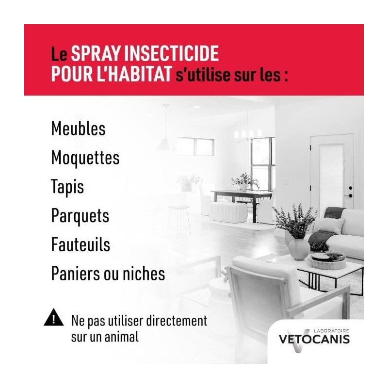 VETOCANIS Anti-flea and anti-mite spray for the home - 500 ml - For ca