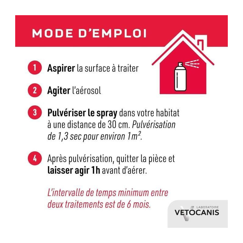 VETOCANIS Anti-flea and anti-mite spray for the home - 500 ml - For ca