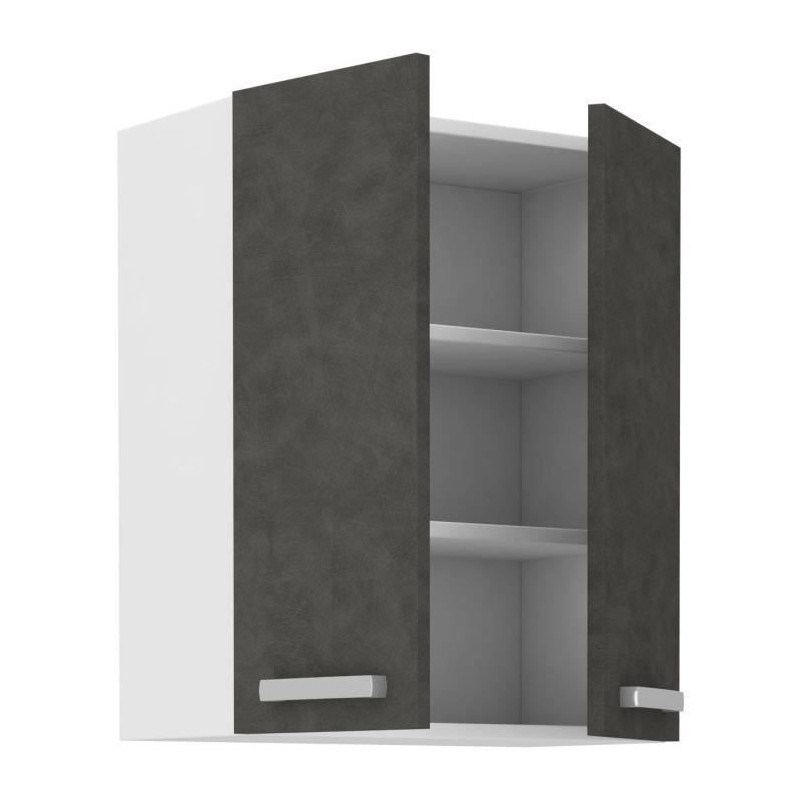 High cabinet with hinged doors - Matt gray - L 60 cm x D 31.6 x H 72 c