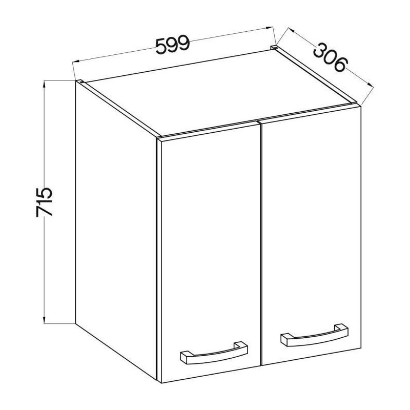 High cabinet with hinged doors - Matt gray - L 60 cm x D 31.6 x H 72 c