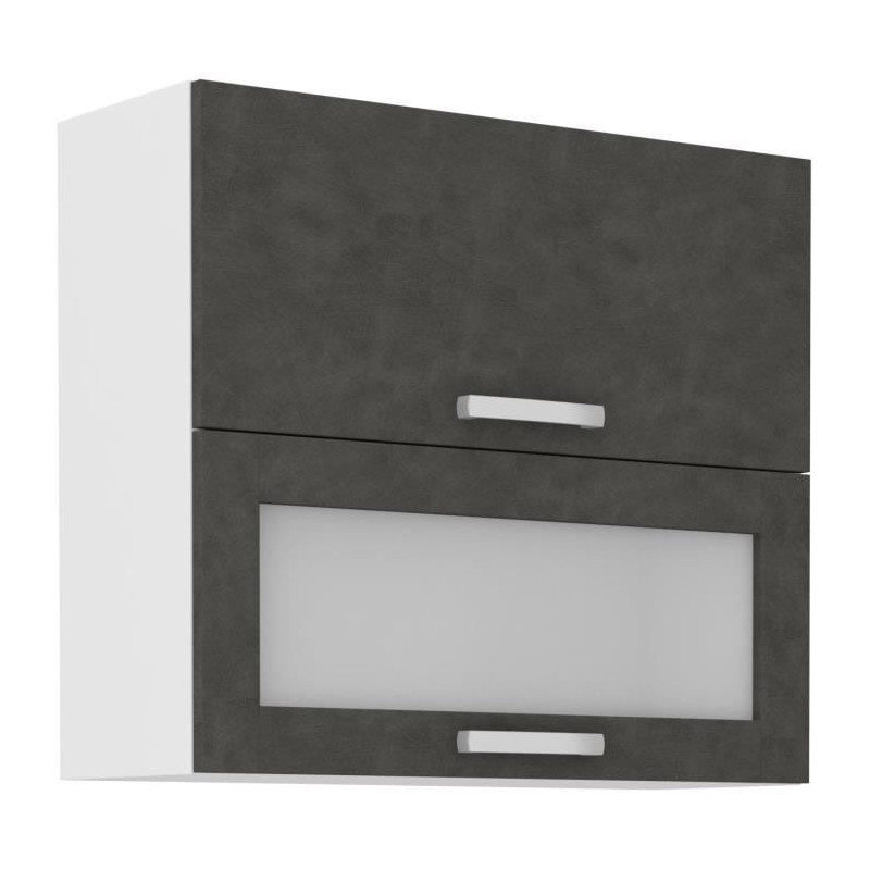 High cabinet 2 tilting doors - L 80 x D 31.6 x H 72 - Mat gray - Lasse