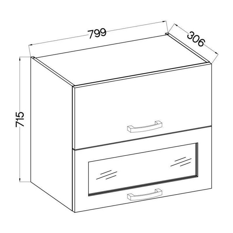 High cabinet 2 tilting doors - L 80 x D 31.6 x H 72 - Mat gray - Lasse