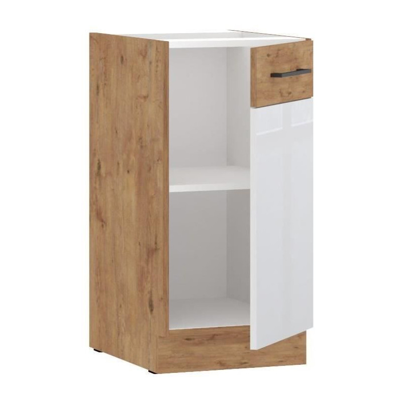 ROCK - Wall unit - Lancelot oak and glossy white melamine - 40 cm - 1