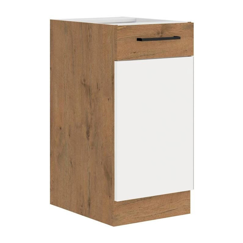 ROCK - Wall unit - Lancelot oak and glossy white melamine - 40 cm - 1
