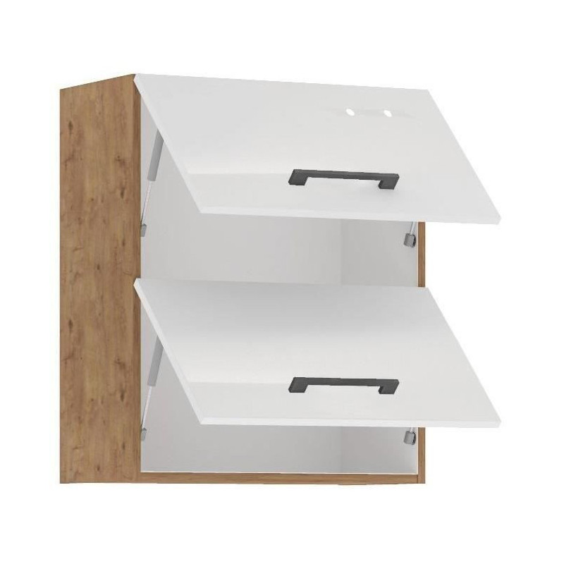 ROCK - Wall unit - Lancelot oak and glossy white melamine - 60 cm - 2