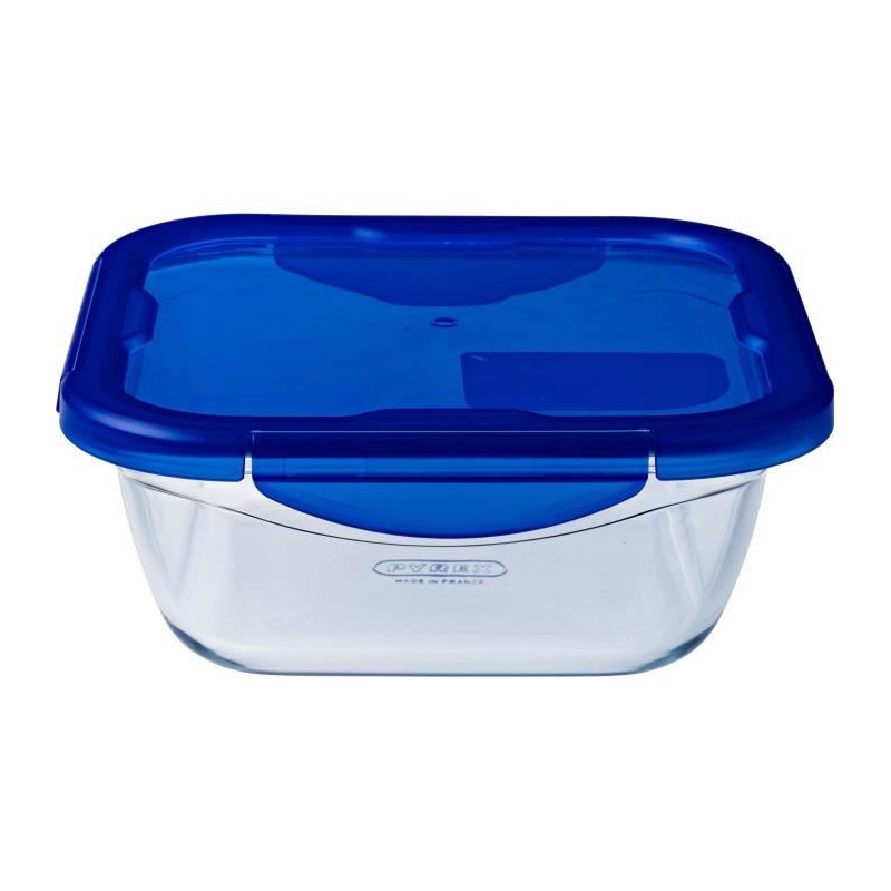 PYREX COOK & GO Conservation dish square 0,8l 16cm + Blue lid