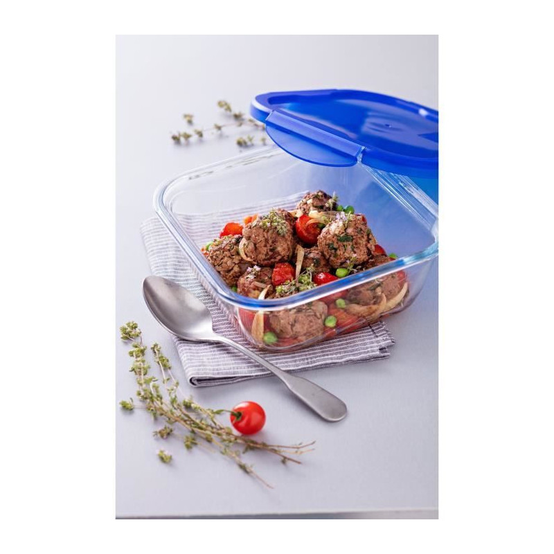 PYREX COOK & GO Conservation dish square 0,8l 16cm + Blue lid