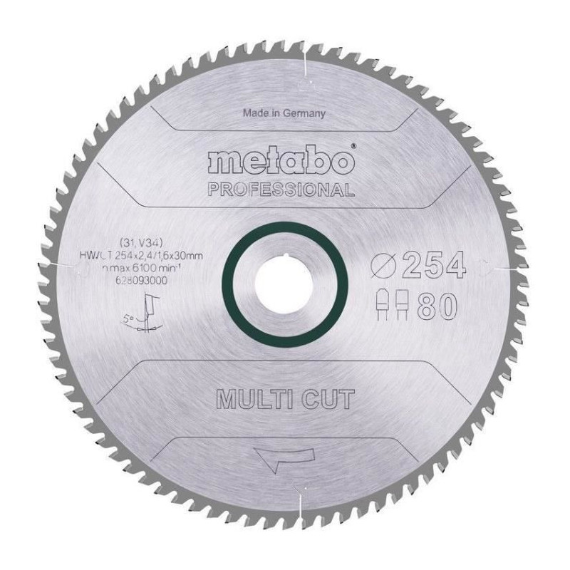 Circular saw blade Pro - METABO - Multi Cut HW/CT 254x30,80FZ/TZ 5°