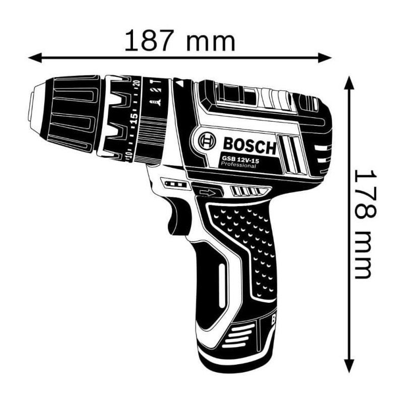 Drill with percussion GSB 12V-15 2x2.0Ah Gal 12v-20 Bosch Bosch Bag