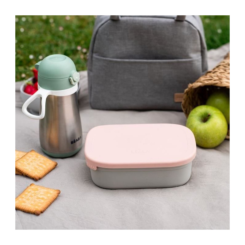 BEABA, Children's stainless steel lunch box, silicone lid and protecti