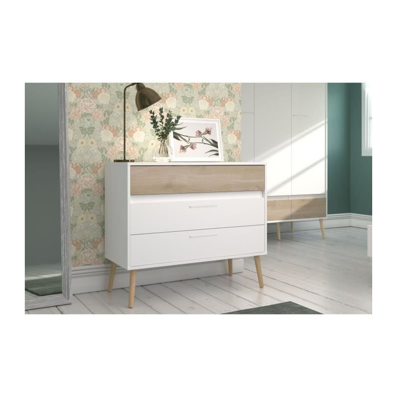 Chest of drawers - AALBORG - 3 drawers - White - Scandinavian style -