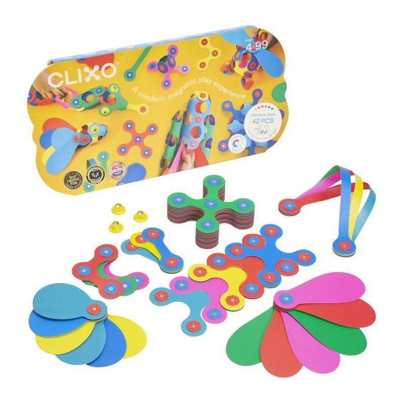 Magnetic Construction Set - GIPSY TOYS - Rainbow Pack CLIXO - 42 piece