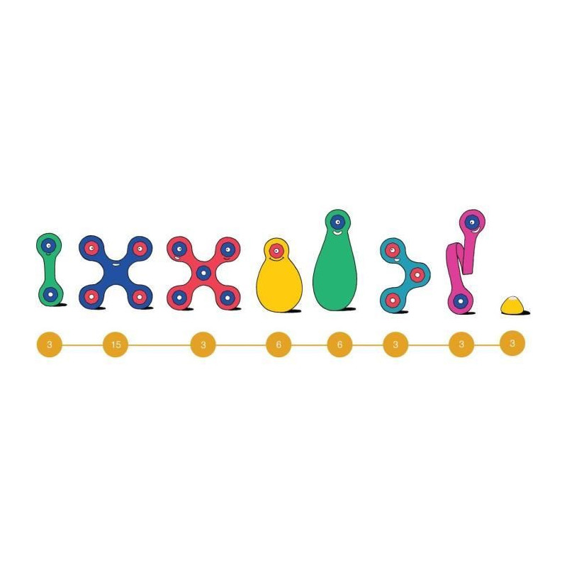 Magnetic Construction Set - GIPSY TOYS - Rainbow Pack CLIXO - 42 piece
