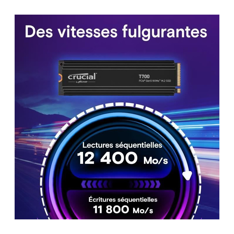 Crucial T700 - Internal SSD - 1 TB - PCI Express 5.0 (NVMe)