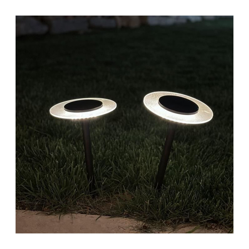 Set of 2 solar beacons to stick - LUMISKY - UFO - H35 cm - Warm white